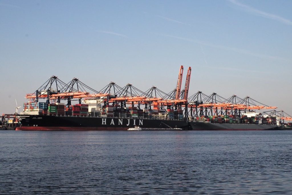 货柜码头，Hanjin America at Rotterdam Port