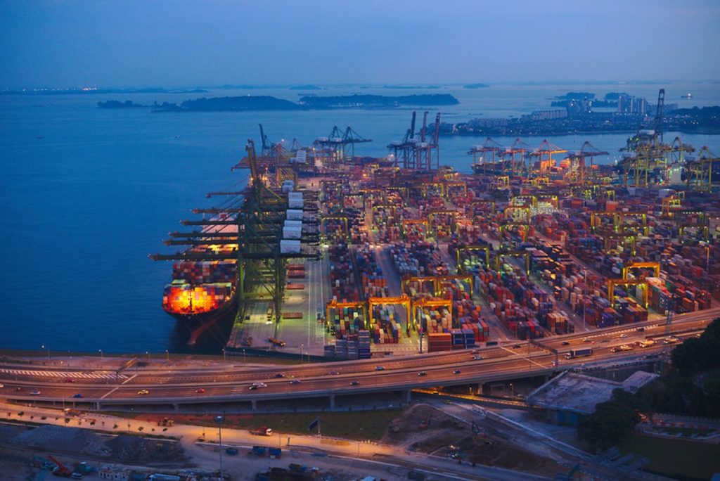 集装箱堆场，Tanjong Pagar container terminal from Asia Square.
