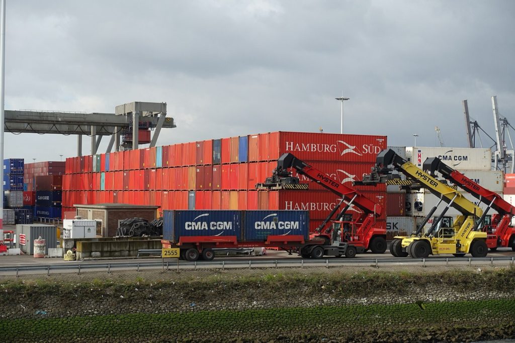 港口集装箱货柜，Shipping containers @ Container terminal @ Harbour Tour @ Spido @ Rotterdam (299