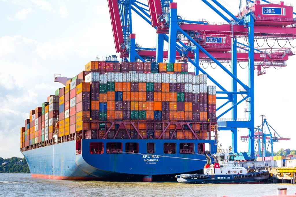 货柜船,Container ship SFL Maui - IMO 9635688 - moored at Container Terminal Burchardkai