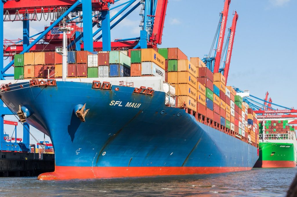 货柜船,Container ship SFL Maui - IMO 9635688 - moored at Container Terminal Burchardkai